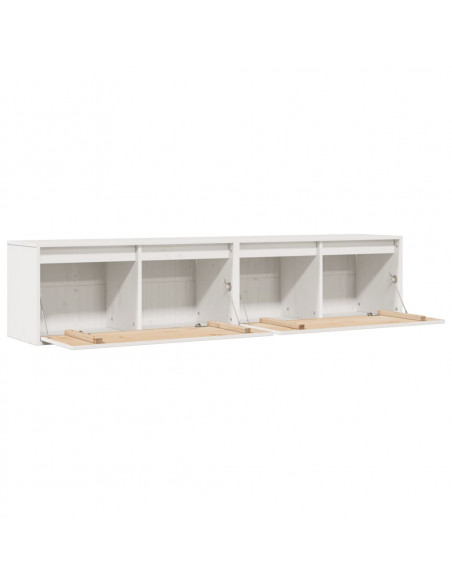 Pensili 2 pz Bianchi 80x30x35 cm in Legno Massello di Pino