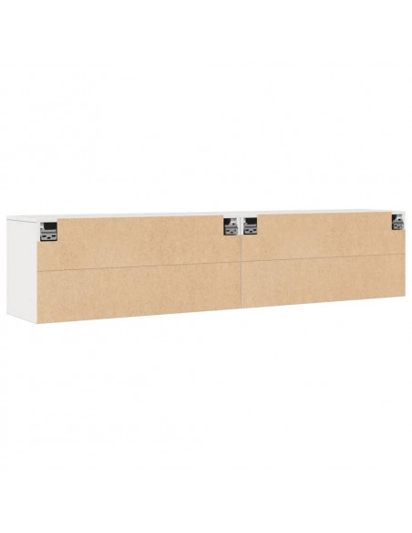 Pensili 2 pz Bianchi 80x30x35 cm in Legno Massello di Pino