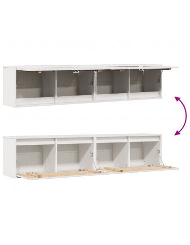 Pensili 2 pz Bianchi 80x30x35 cm in Legno Massello di Pino