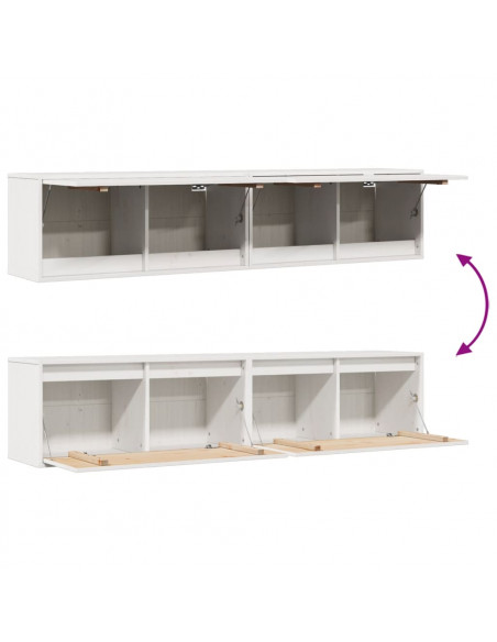 Pensili 2 pz Bianchi 80x30x35 cm in Legno Massello di Pino