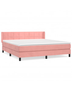 Giroletto a Molle con Materasso Rosa 180x200 cm in Velluto