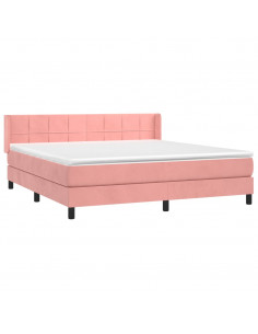 Giroletto a Molle con Materasso Rosa 180x200 cm in Velluto 2