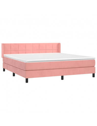 Giroletto a Molle con Materasso Rosa 180x200 cm in Velluto