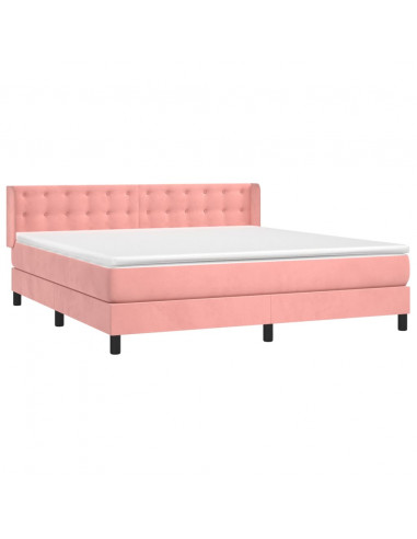 Giroletto a Molle con Materasso Rosa 160x200 cm in Velluto