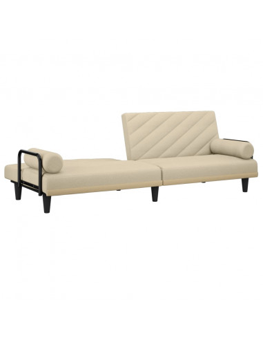 Divano Letto con Braccioli Crema in Tessuto