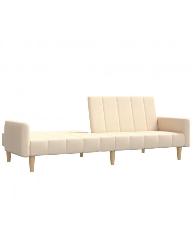 Divano Letto a 2 Posti Crema in Tessuto