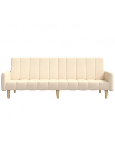 Divano Letto a 2 Posti Crema in Tessuto