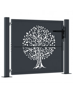 Cancello Giardino Antracite 105x105 cm in Acciaio Design Albero
