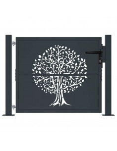 Cancello Giardino Antracite 105x105 cm in Acciaio Design Albero 2