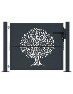 Cancello da giardino antracite 100x75 cm in acciaio con design ad albero 2