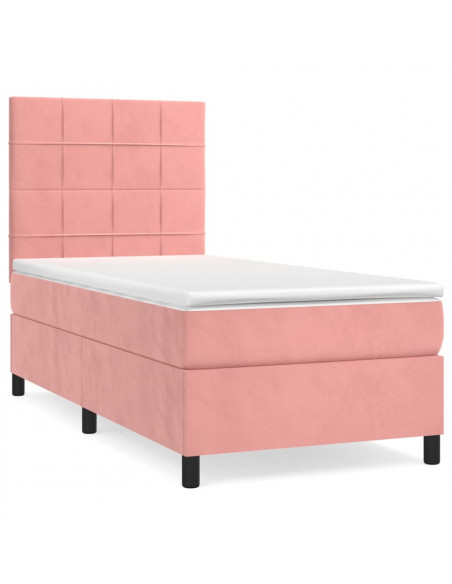 Giroletto a Molle con Materasso Rosa 90x190 cm in Velluto