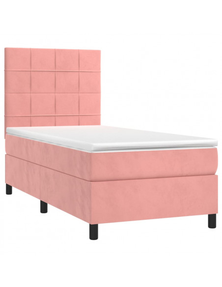 Giroletto a Molle con Materasso Rosa 90x190 cm in Velluto