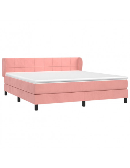 Giroletto a Molle con Materasso Rosa 180x200 cm in Velluto