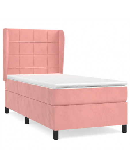 Giroletto a Molle con Materasso Rosa 90x190 cm in Velluto