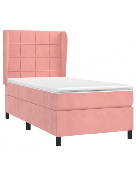 Giroletto a Molle con Materasso Rosa 90x190 cm in Velluto