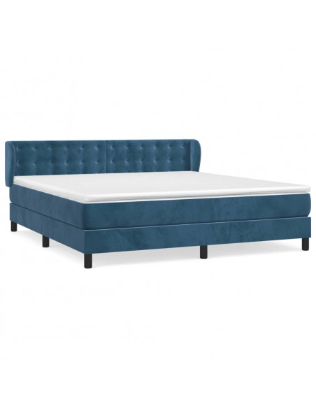 Giroletto a Molle con Materasso Blu Scuro 160x200 cm in Velluto