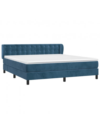 Giroletto a Molle con Materasso Blu Scuro 160x200 cm in Velluto