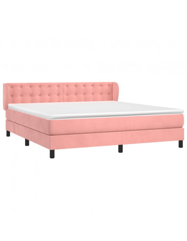 Giroletto a Molle con Materasso Rosa 160x200 cm in Velluto