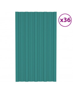 Pannelli da Tetto 36 pz in Acciaio Zincato Verde 80x45 cm