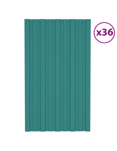 Pannelli da Tetto 36 pz in Acciaio Zincato Verde 80x45 cm