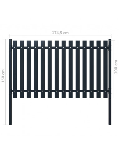 Pannello di Recinzione Antracite 174,5x100cm Acciaio Verniciato