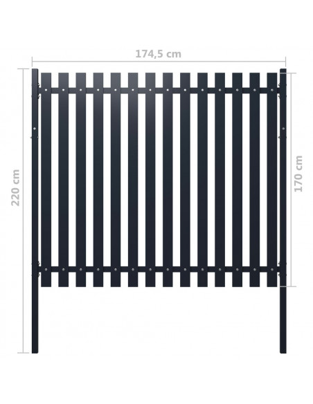 Pannello di Recinzione Antracite 174,5x170cm Acciaio Verniciato