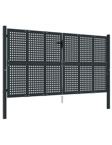 Cancello da Giardino Antracite 300x125 cm in Acciaio