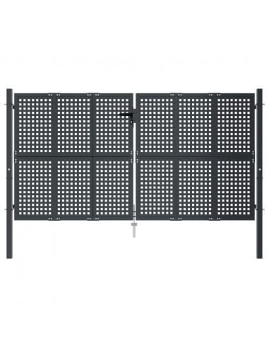 Cancello da Giardino Antracite 300x125 cm in Acciaio