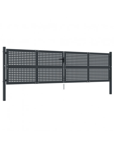 Cancello da Giardino Antracite 400x125 cm in Acciaio