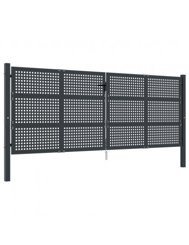Cancello da Giardino Antracite 400x125 cm in Acciaio