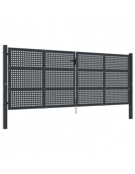 Cancello da Giardino Antracite 400x125 cm in Acciaio