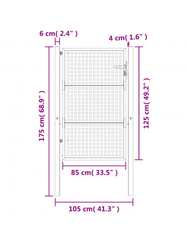 Cancello Giardino Antracite 105x175 cm in Acciaio