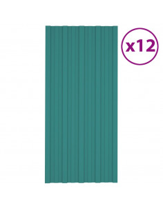 Pannelli da Tetto 12 pz in Acciaio Zincato Verdi 100x45 cm