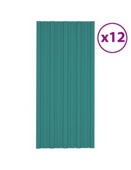 Pannelli da Tetto 12 pz in Acciaio Zincato Verdi 100x45 cm