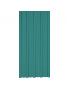 Pannelli da Tetto 12 pz in Acciaio Zincato Verdi 100x45 cm 2