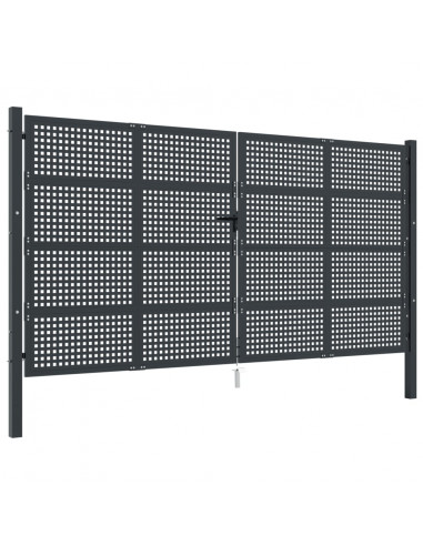Cancello da Giardino Antracite 400x175 cm in Acciaio