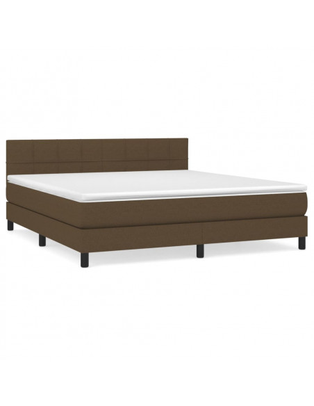 Giroletto a Molle con Materasso Marrone Scuro 160x200cm Tessuto