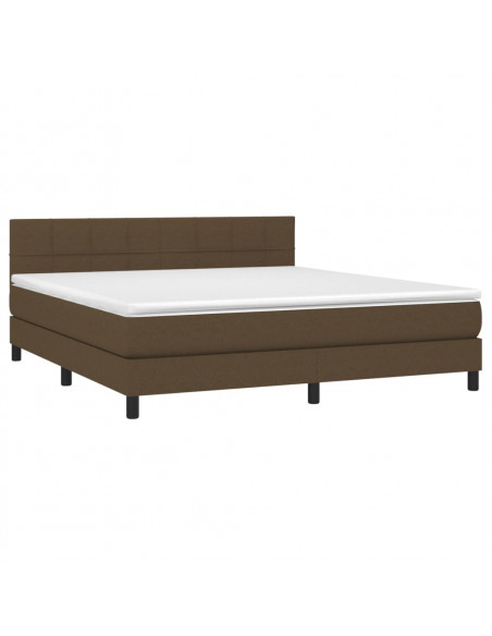 Giroletto a Molle con Materasso Marrone Scuro 160x200cm Tessuto