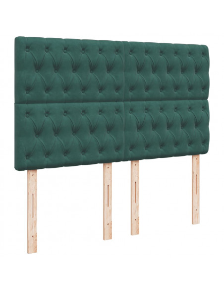 Giroletto a Molle con Materasso Verde Scuro 140x200 cm Velluto