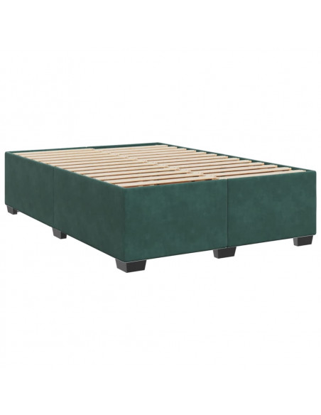 Giroletto a Molle con Materasso Verde Scuro 140x200 cm Velluto