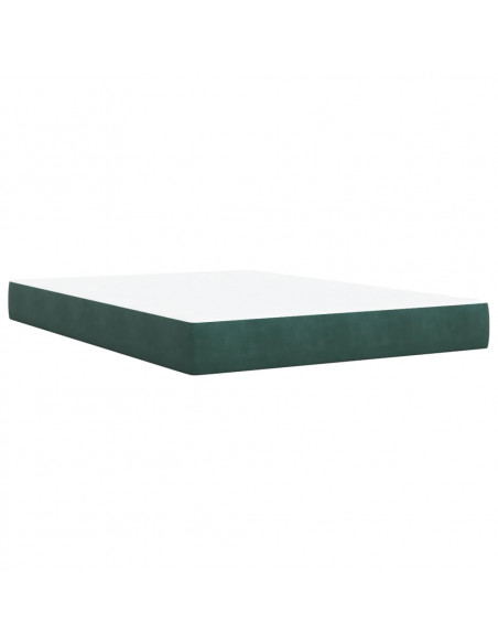 Giroletto a Molle con Materasso Verde Scuro 140x200 cm Velluto