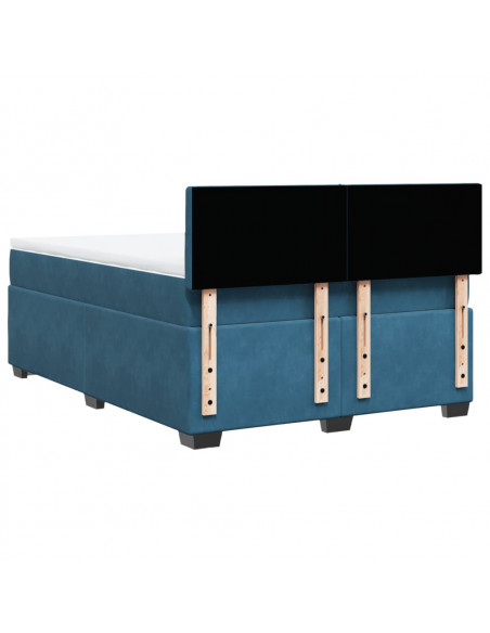 Giroletto a Molle con Materasso Blu 160x200 cm in Velluto