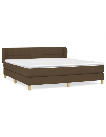 Giroletto a Molle con Materasso Marrone Scuro 160x200cm Tessuto