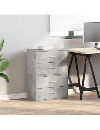 Armadi con 2 Cassetti 2 pz Grigio Cemento 60x31x40cm Truciolato