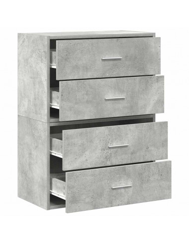 Armadi con 2 Cassetti 2 pz Grigio Cemento 60x31x40cm Truciolato