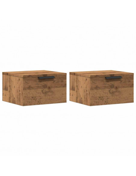 Comodini a Muro 2 pz Rovere Artigianale 34x30x20 cm