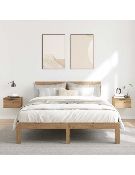 Comodini a Muro 2 pz Rovere Artigianale 34x30x20 cm