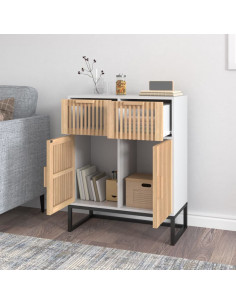 Credenza Bianca 60x30x75 cm in Legno Multistrato 2