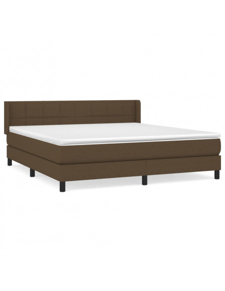 Giroletto a Molle con Materasso Marrone Scuro 160x200cm Tessuto