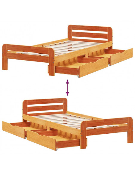 Letto senza Materasso Marrone Cera 90x200 cm Legno di Pino